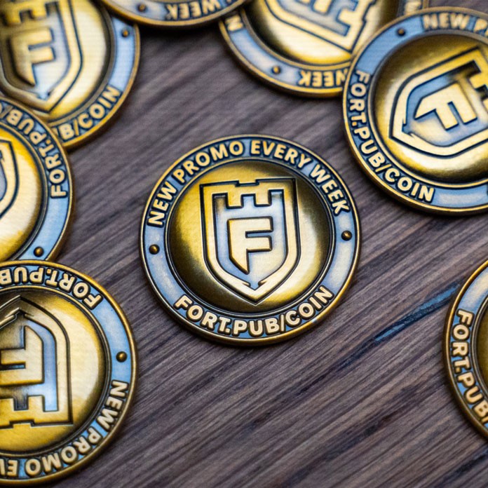 A close up photo of the Fortress Coins 