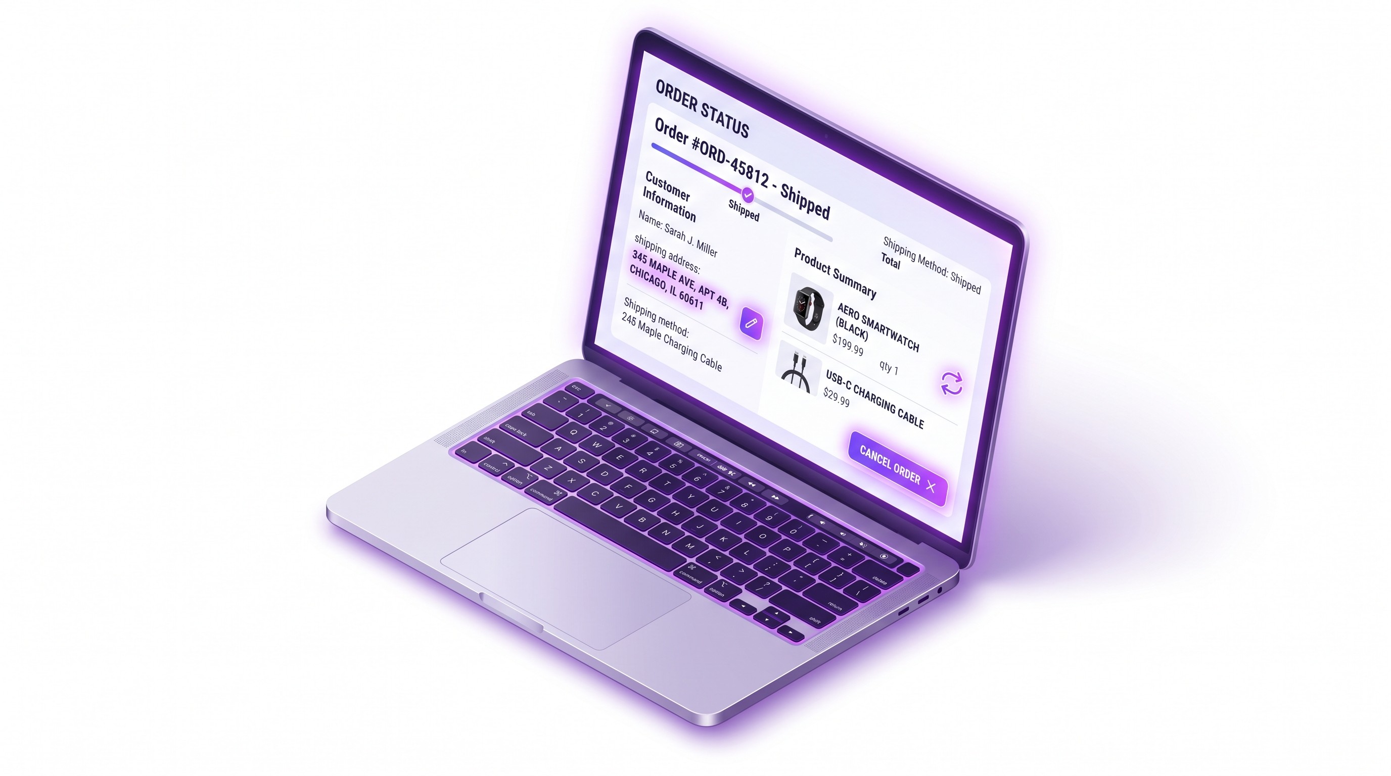 revize order status page with self-serve edit controls