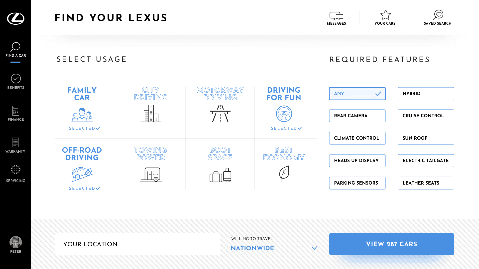 Search design (New to Lexus brand)
