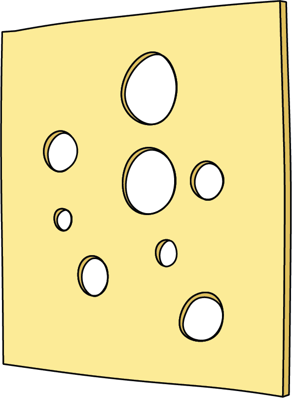 Swiss cheese with holes