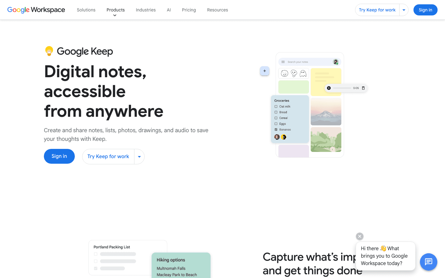 Google Keep interface screenshot