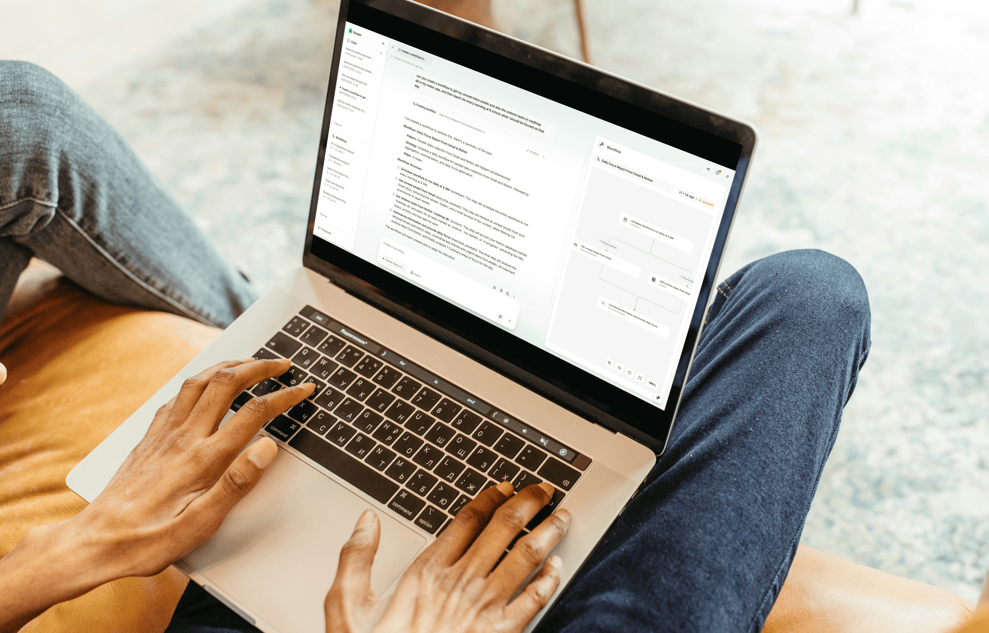 A mockup of denker app