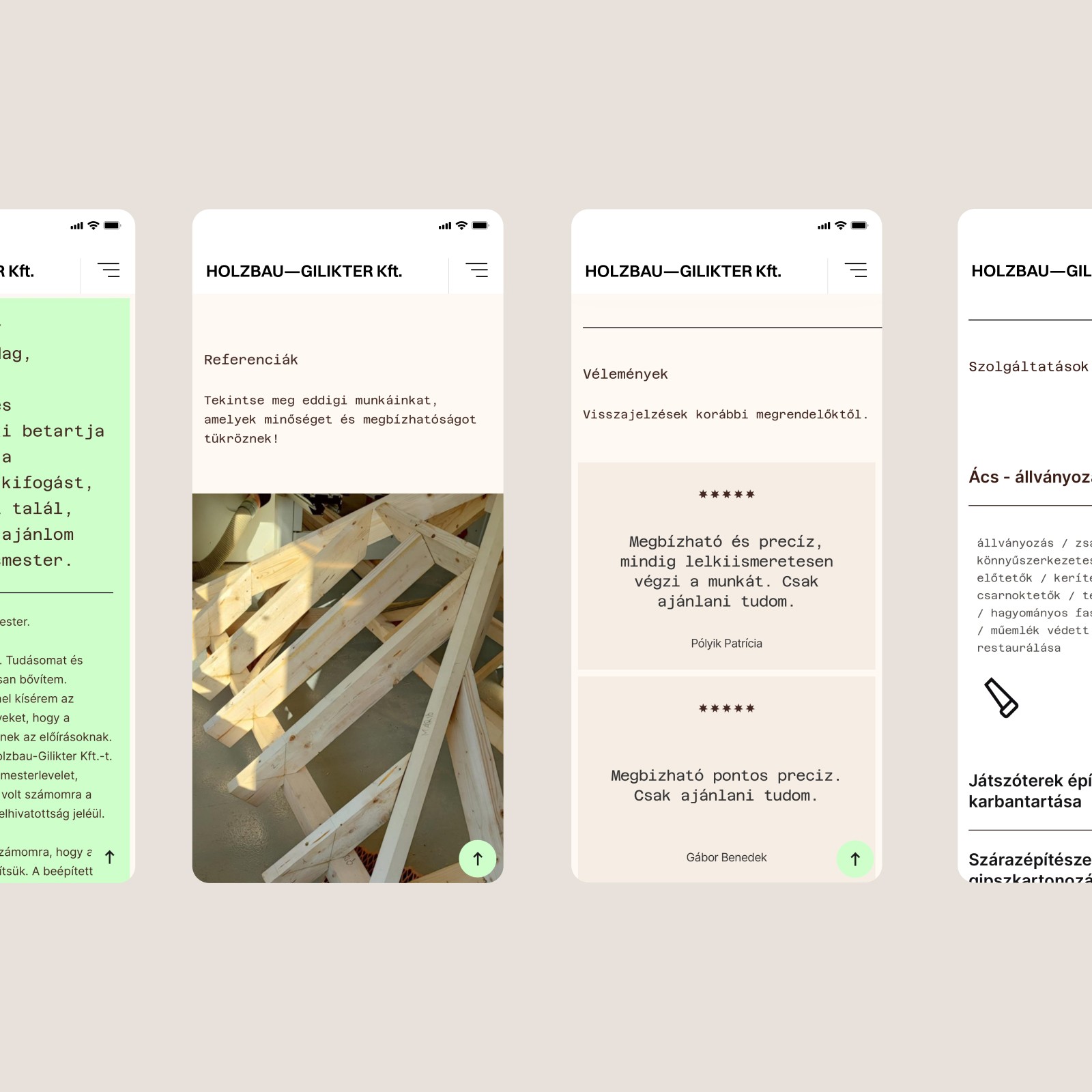 Holzbau-Gilikter Kft. weboldal screen - Atelier Soie