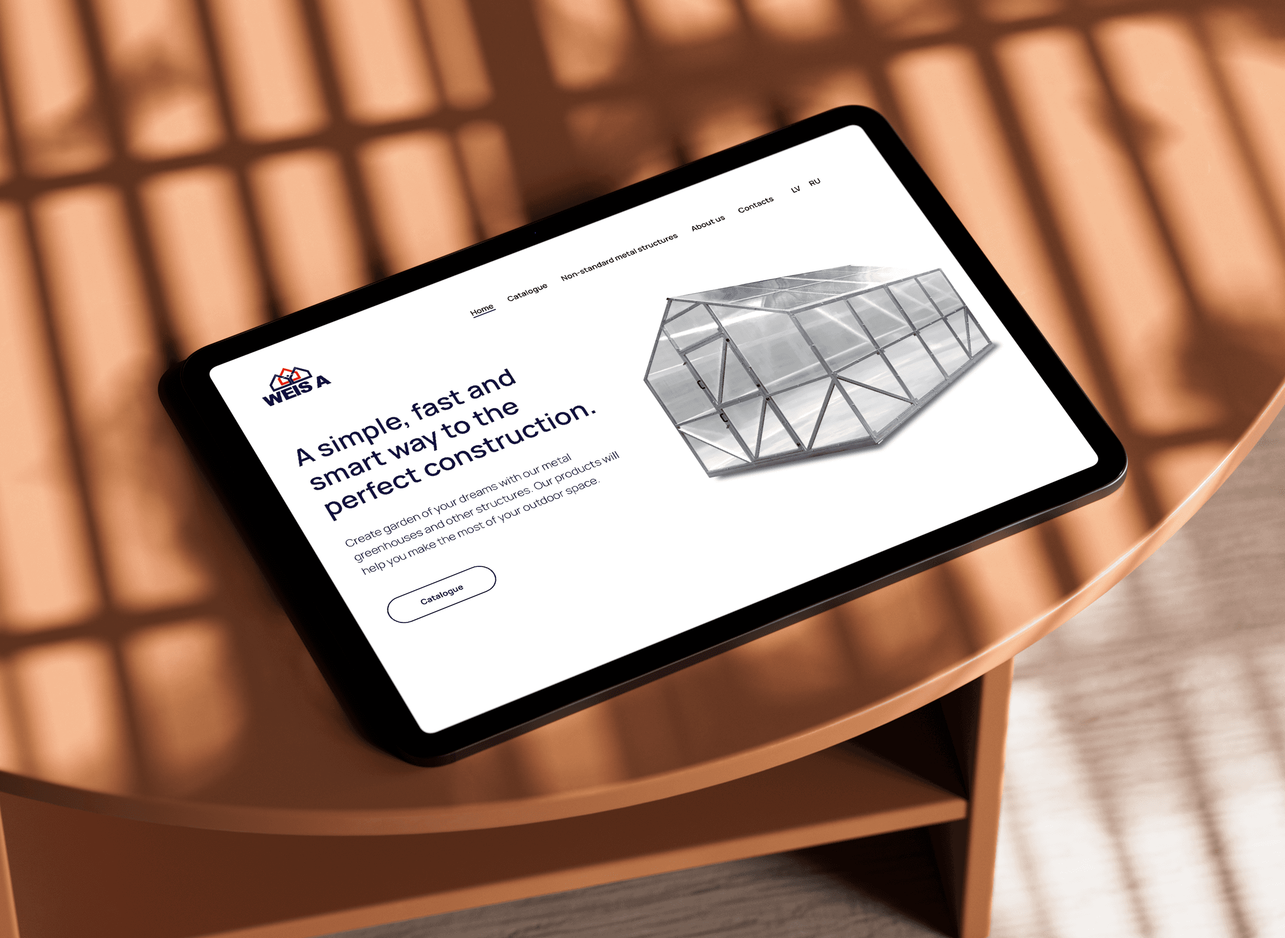 WeisA greenhouse and metal structures ecommerce website design shown on tablet by ReachBeyond