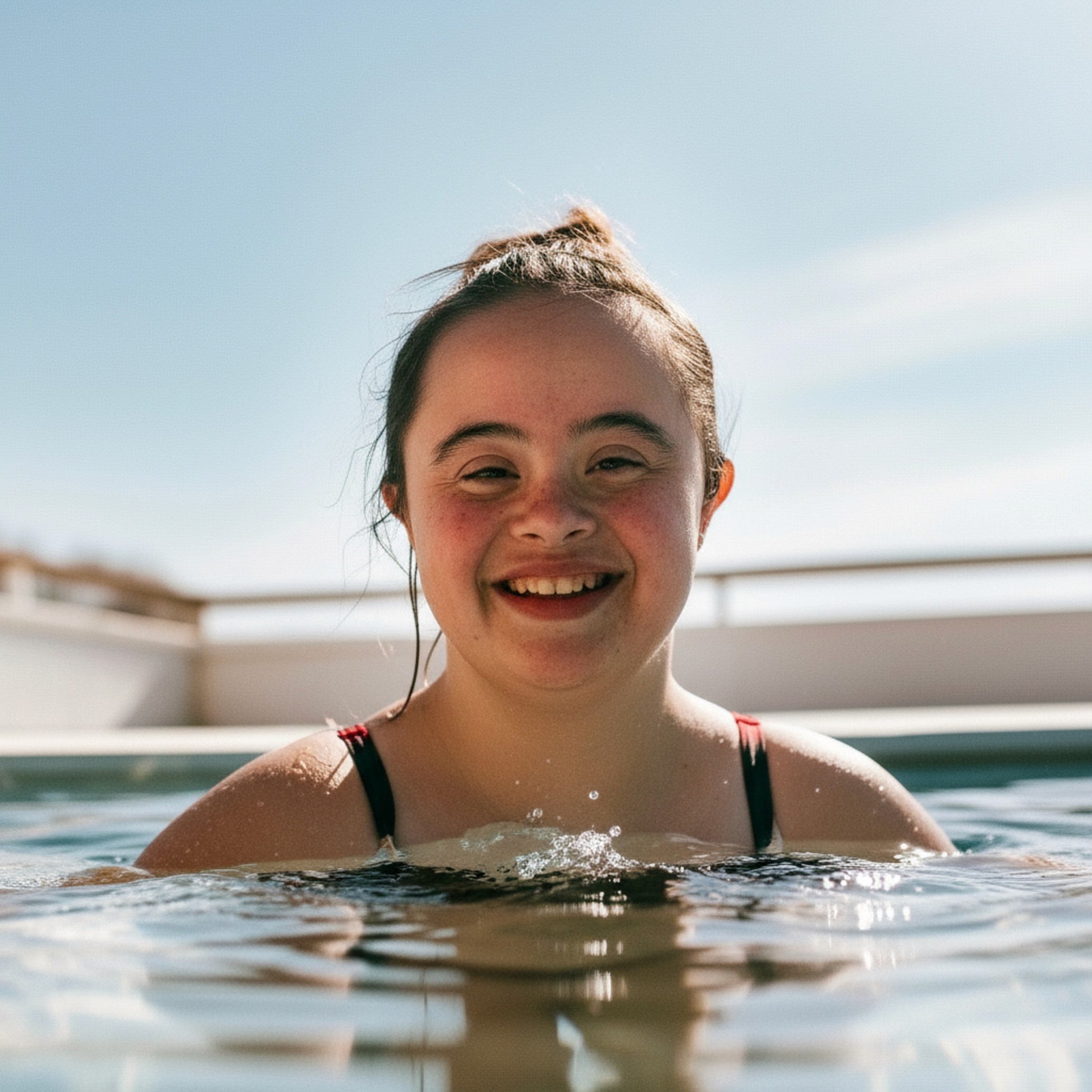 Smiling young girl in pool