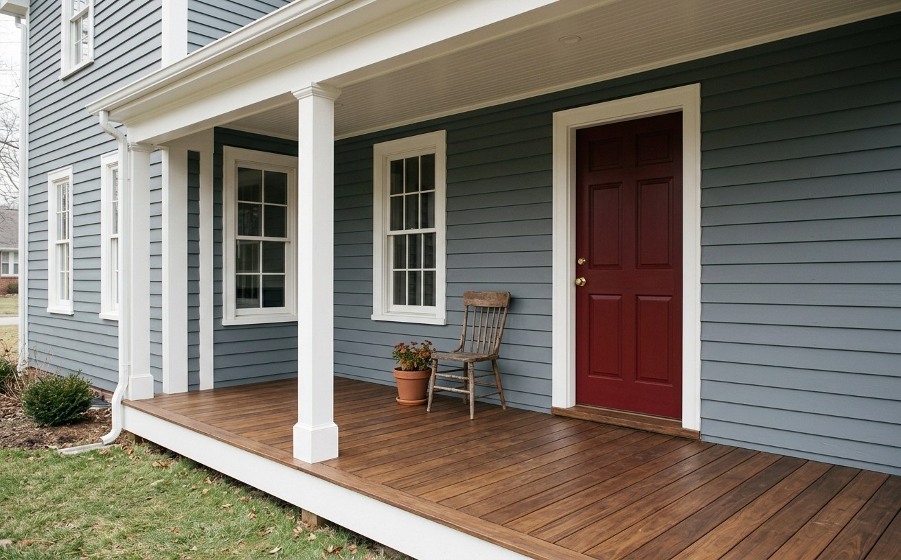 Linden porch and deck with new paint and stain