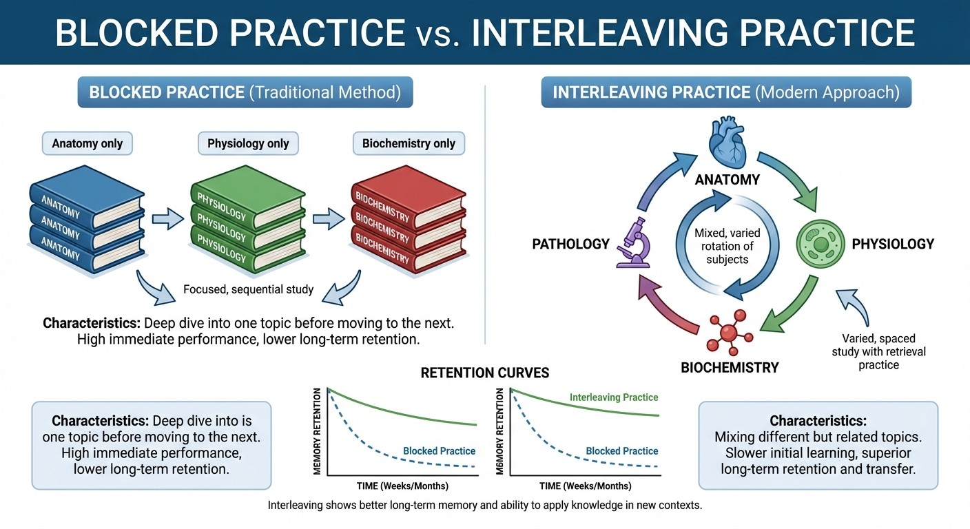 Blocked practice vs interleaving practice comparison for medical students