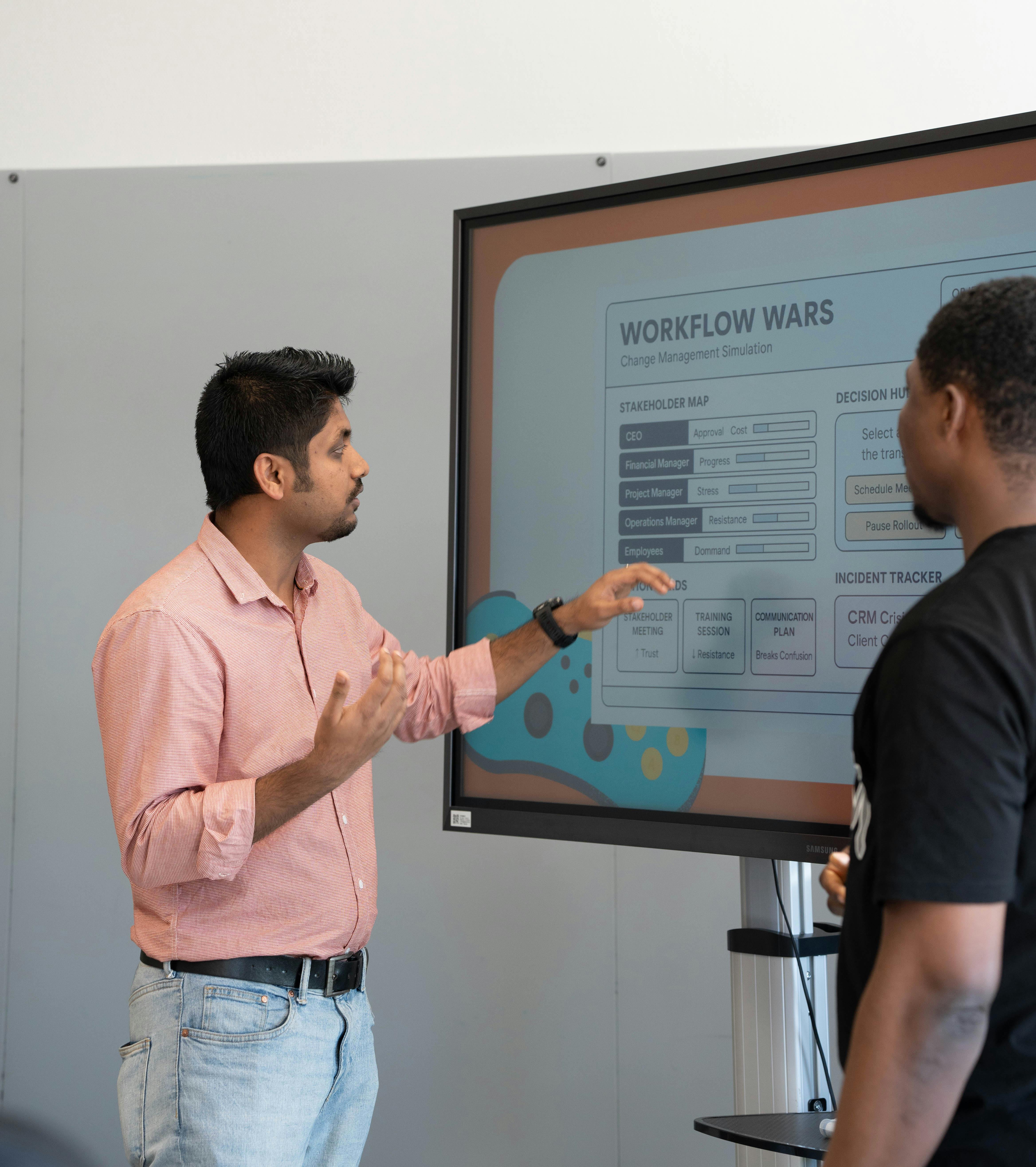 picture of a person sharing some plan on slides