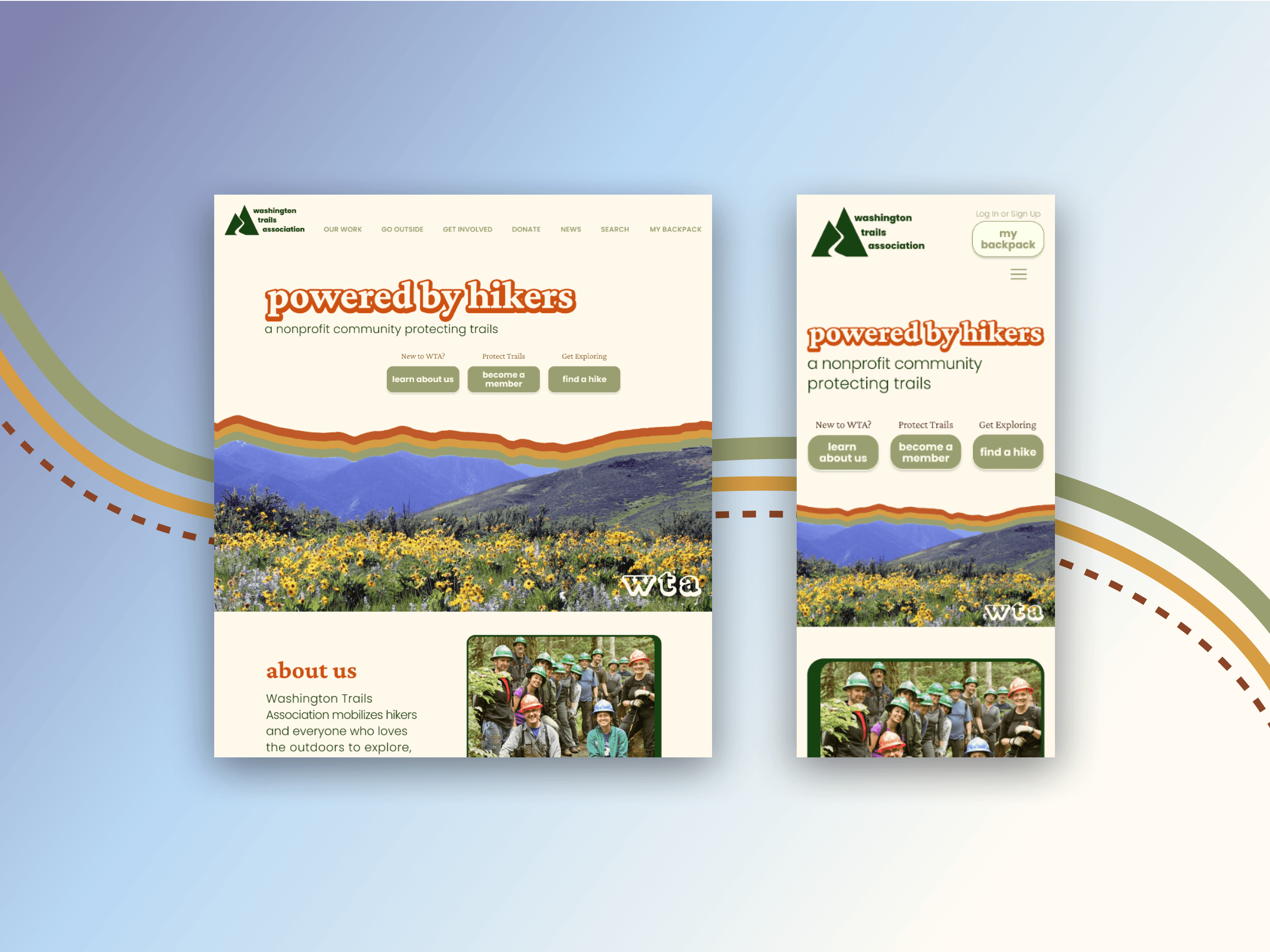 Washington Trails Association screen designs