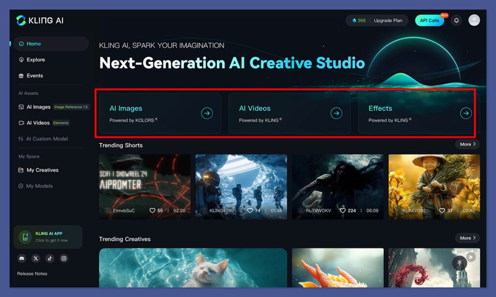 Kling AI platform — text to video and image to video generation