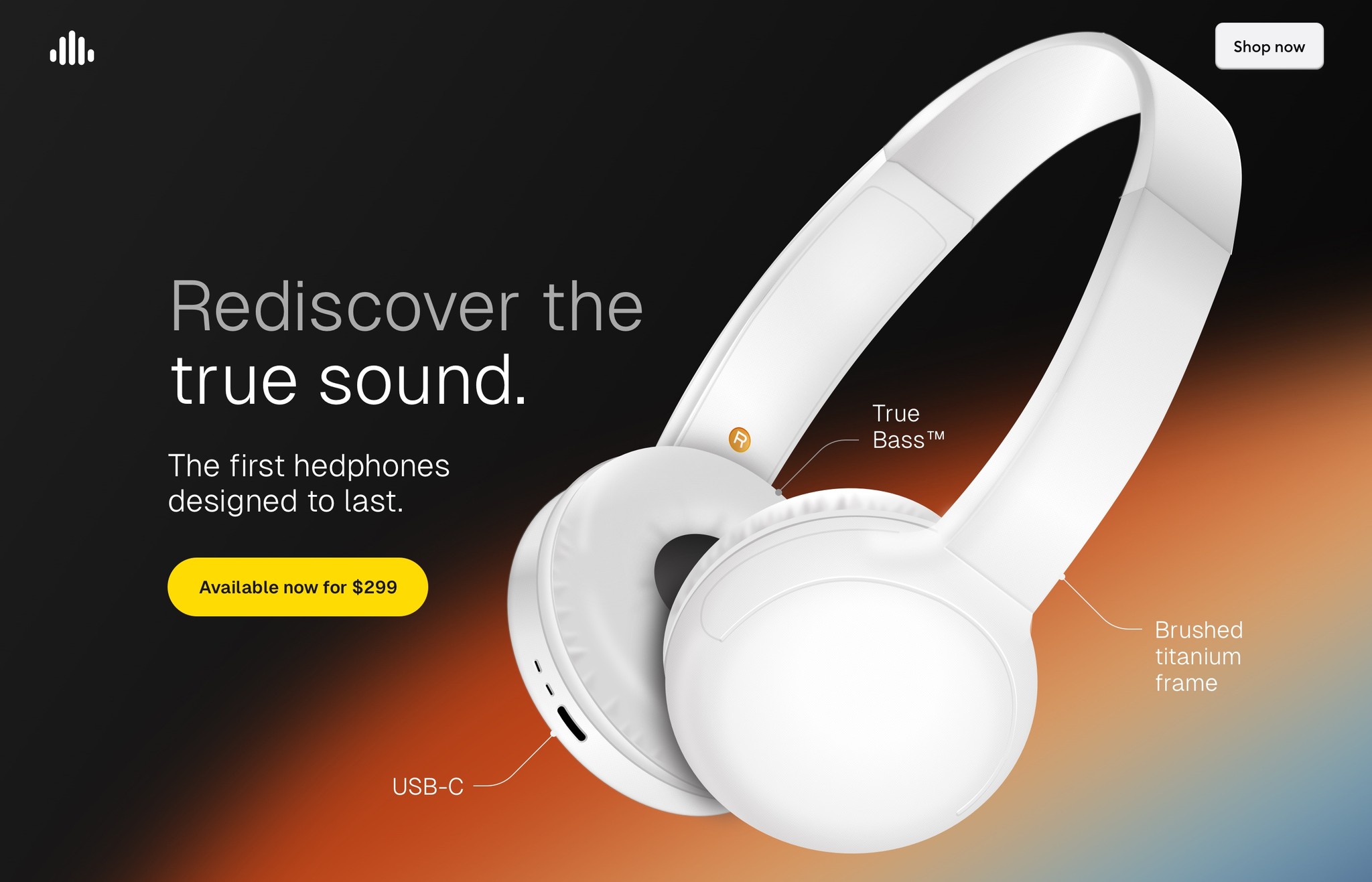 Web Design for Sound, a headphones brand