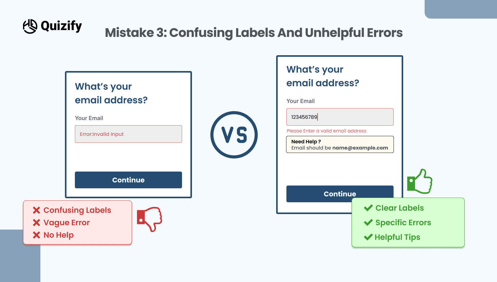 Confusing Labels and Unhelpful Errors | Quizify