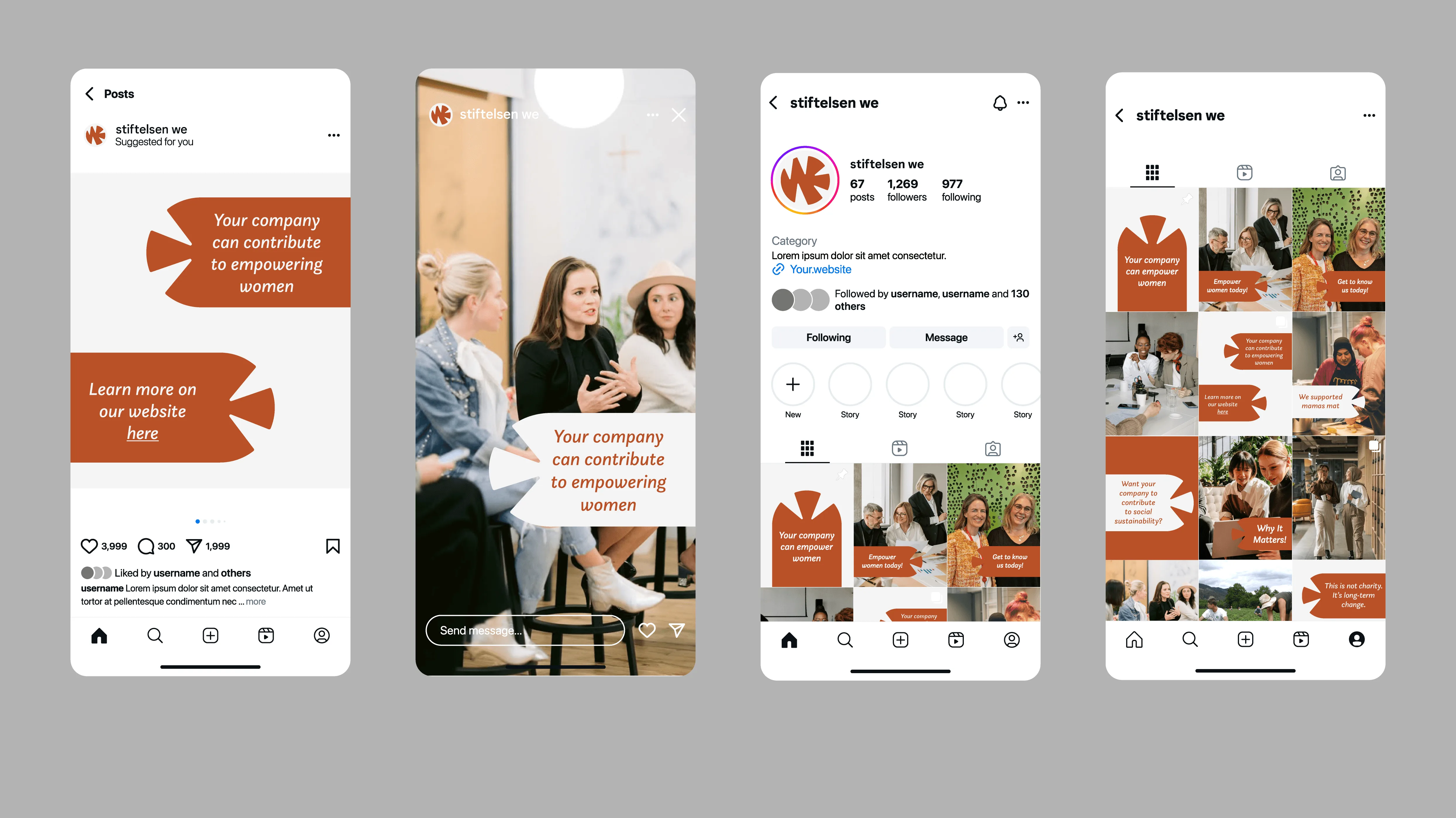 eksempler på instagram innlegg for stiftelsen WE
