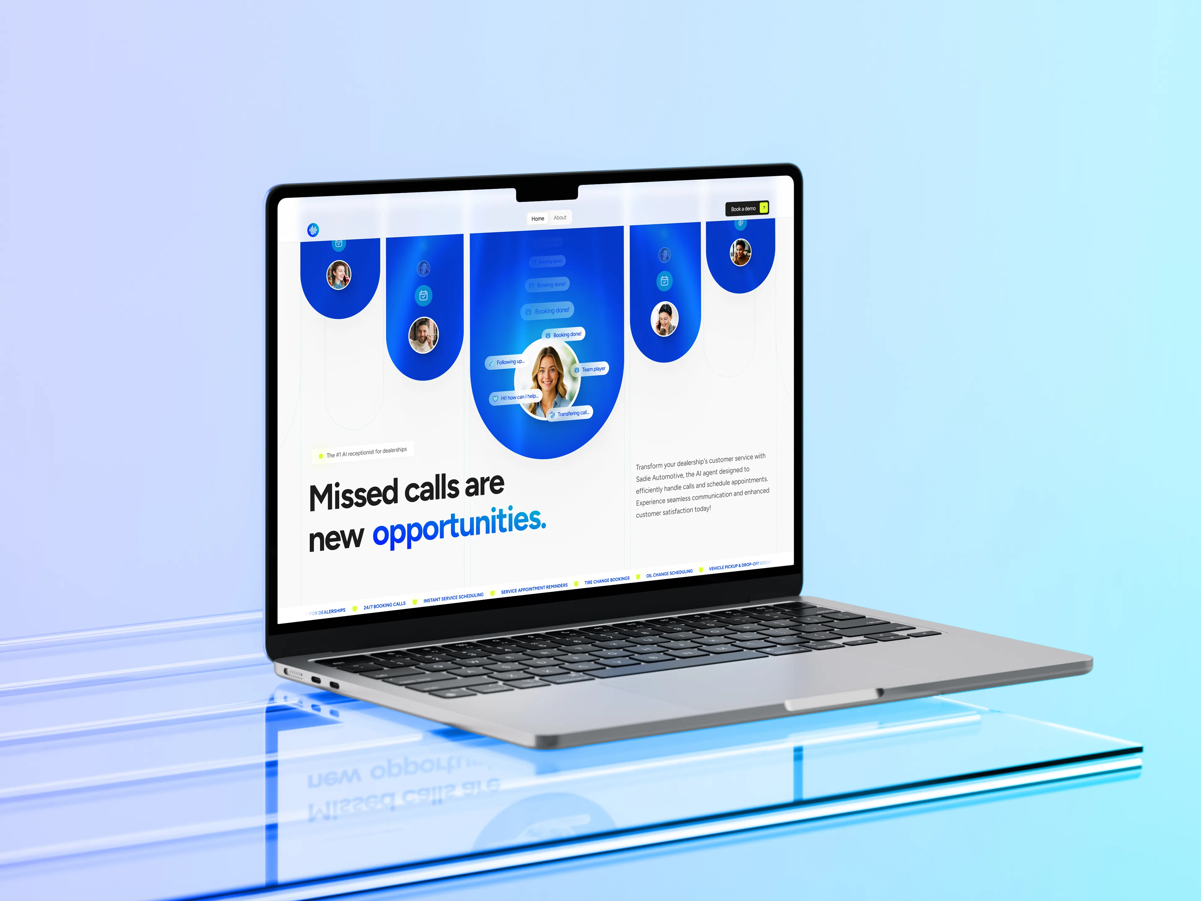 Sadie Automotive brand identity and website hero mockup