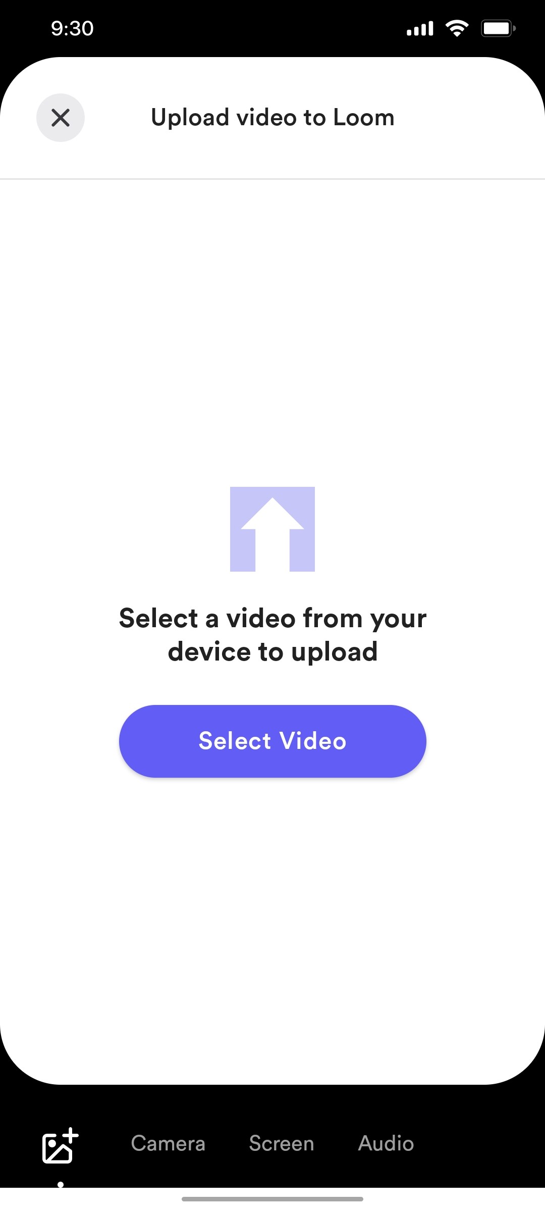 loom Upload Video screen