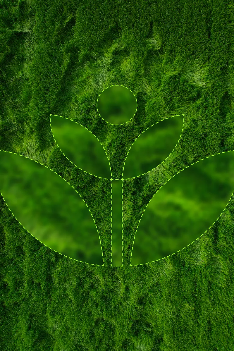 green grass in wind with plant logo