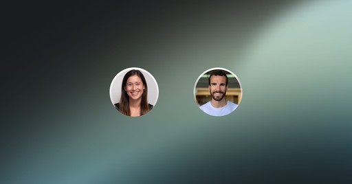 Headshots of Samy and Sara in circles on a dark background