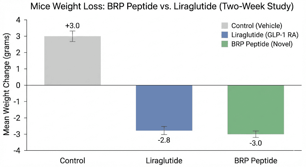 BRP peptide weight loss study results compared to GLP-1 drugs