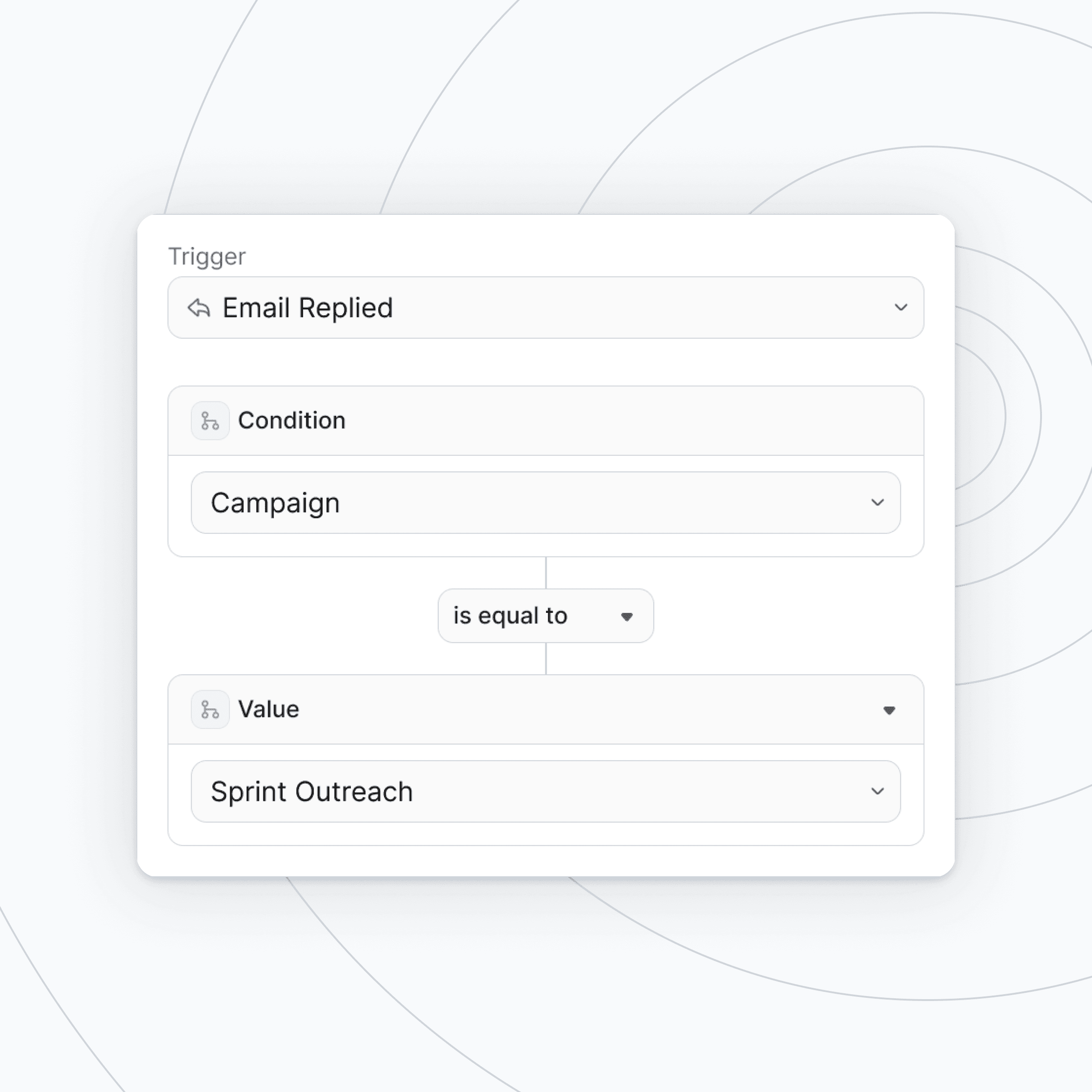Workflow trigger conditions configured to automate actions based on prospect behaviour in Stamina