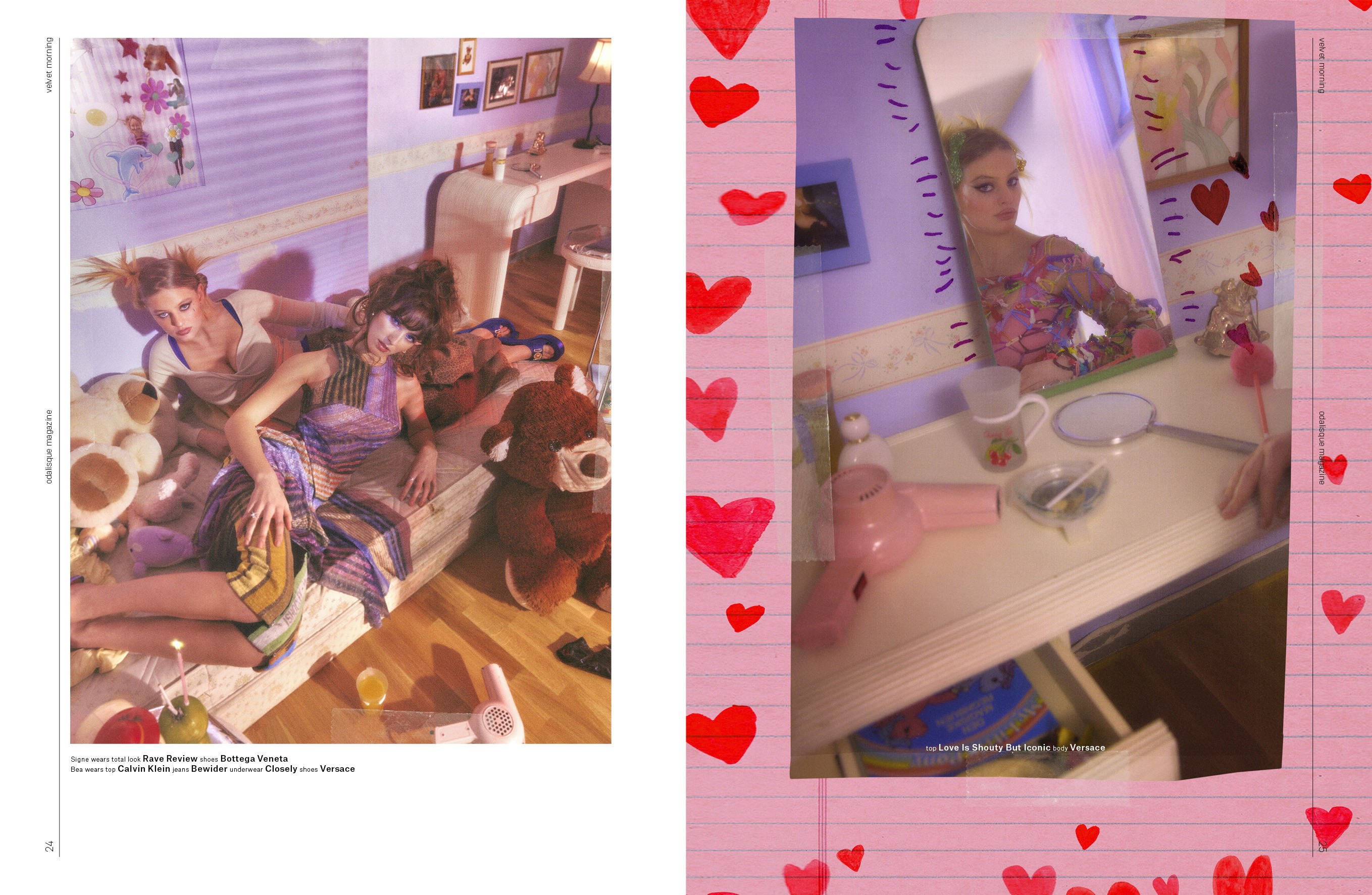 Fashion images layered with a bright red heart border and scrapbook-like composition.