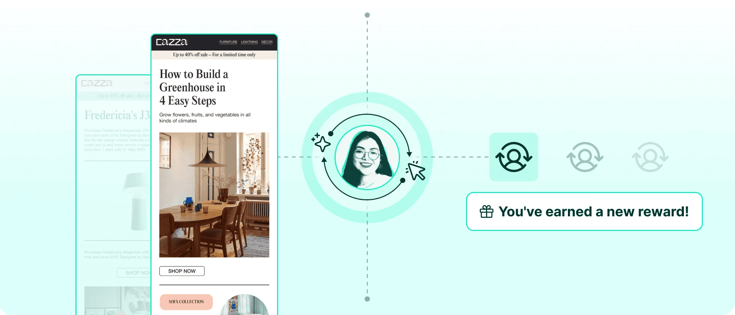 Targeted user with personalized email layout