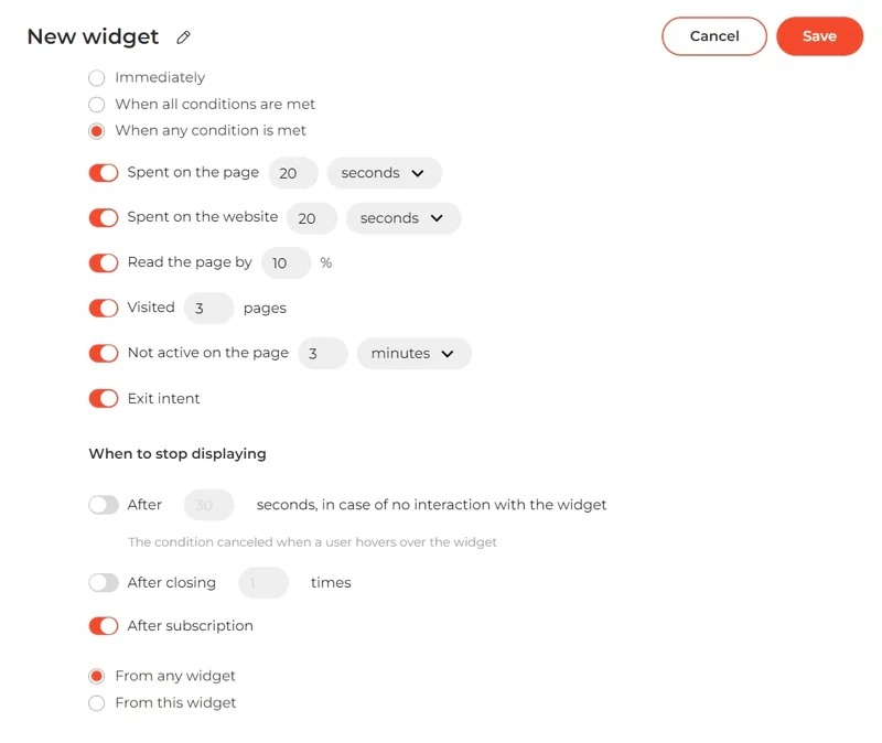 Widget-timing