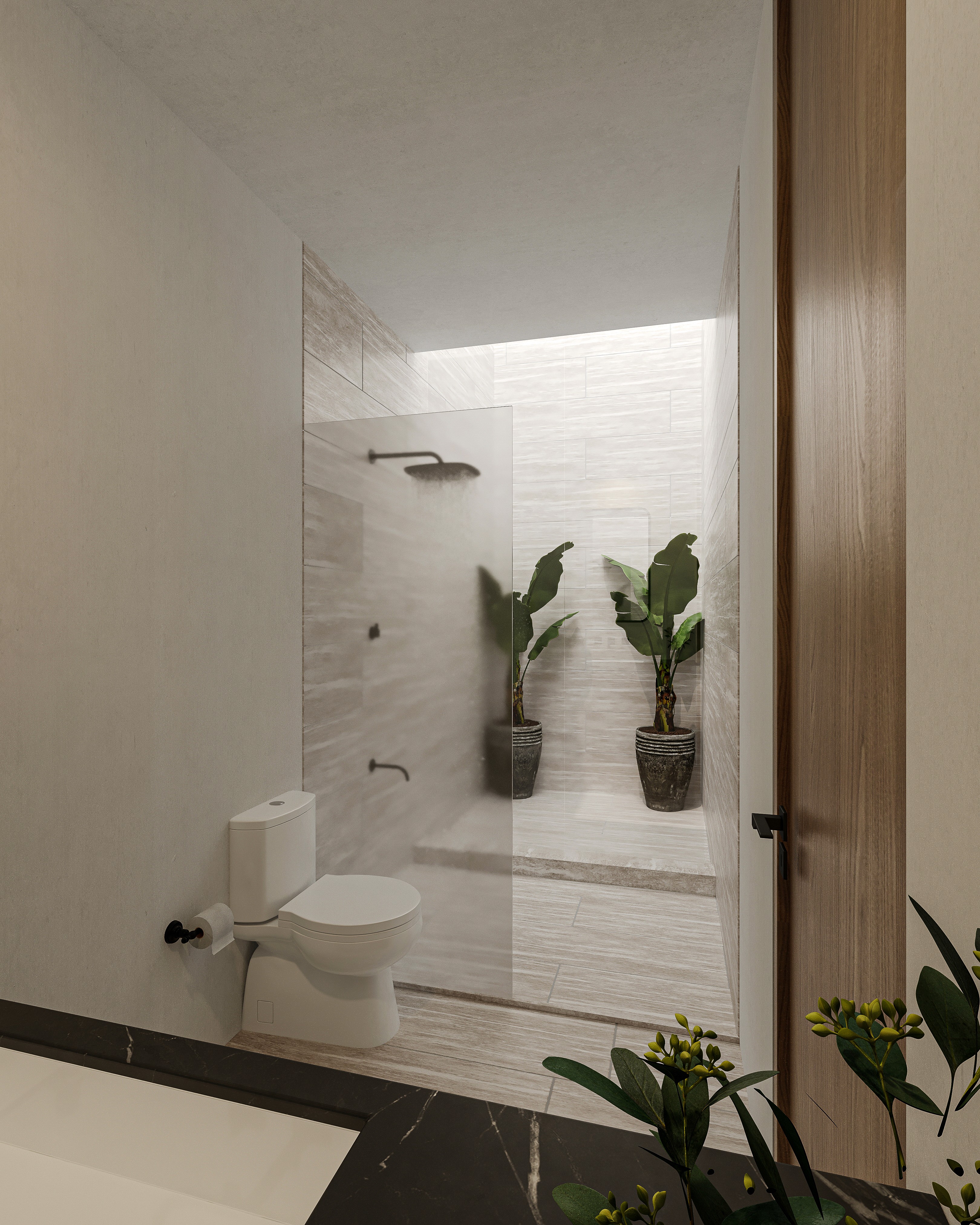 bathroom interior with shower.
