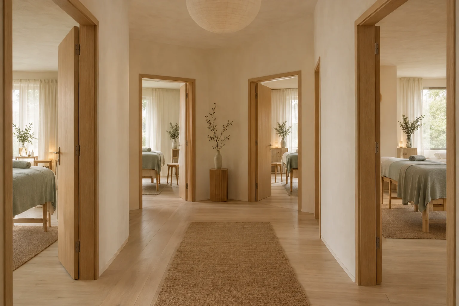 Ruhiger Flur eines Massagestudios