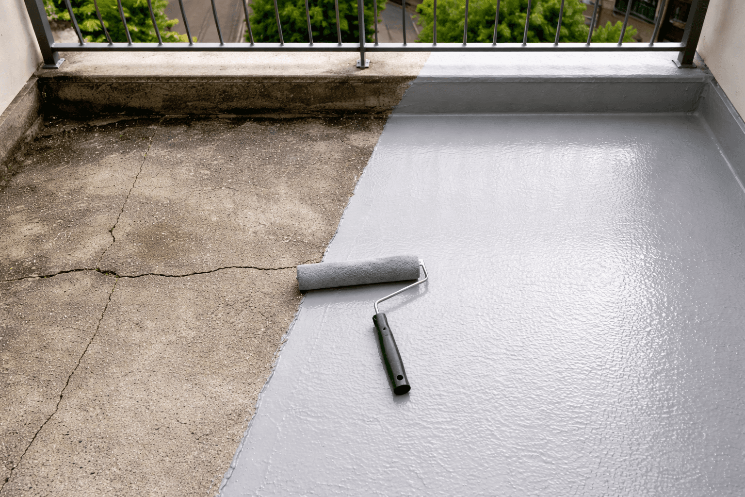 abgedichteter balkon in hilden vornehr nachher