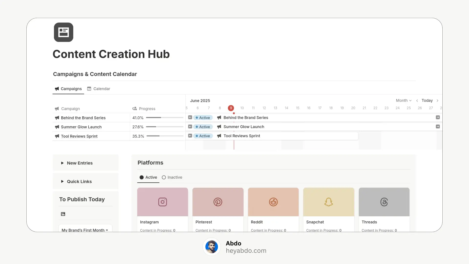 Notion Content Creation Hub by Diego