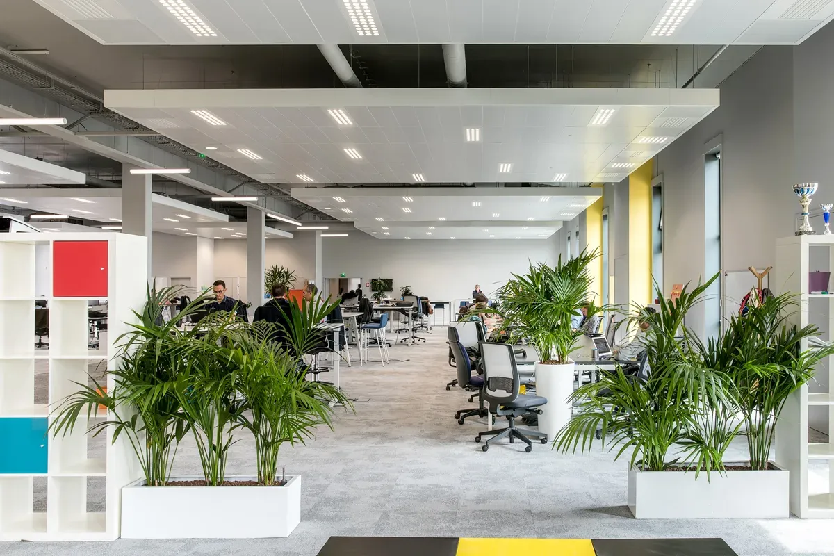 Espace détente végétalisé open space moderne — photographe corporate Lille | Anteale Yann Manac’h 2025