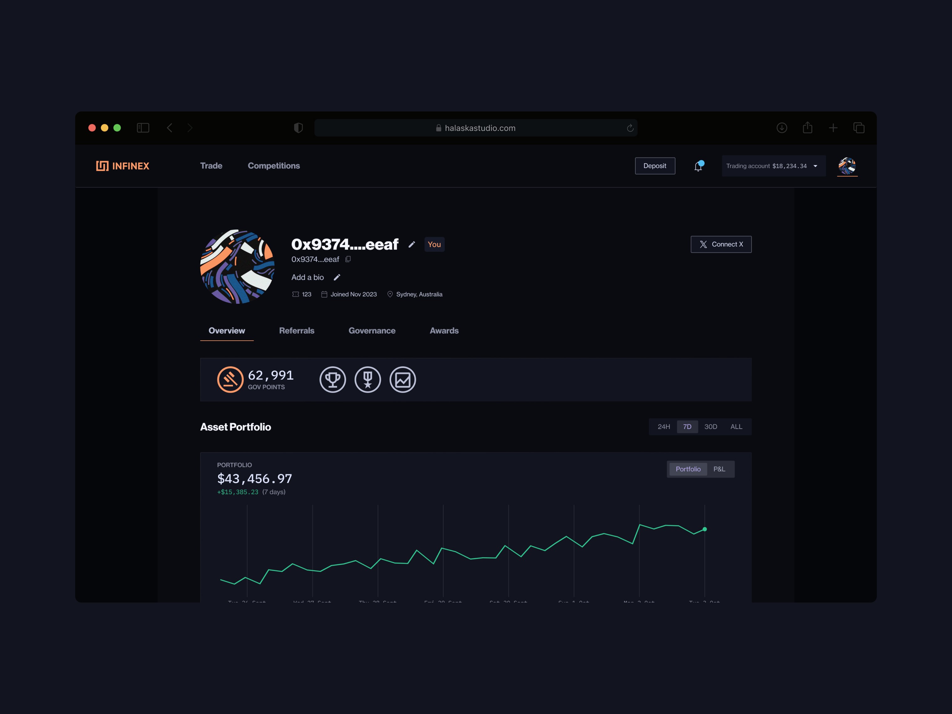 Infinex Decentralized exchange web3 ux design system