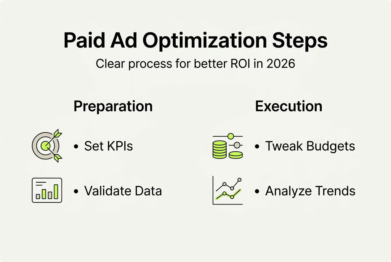 Infographic with steps for optimizing paid ads