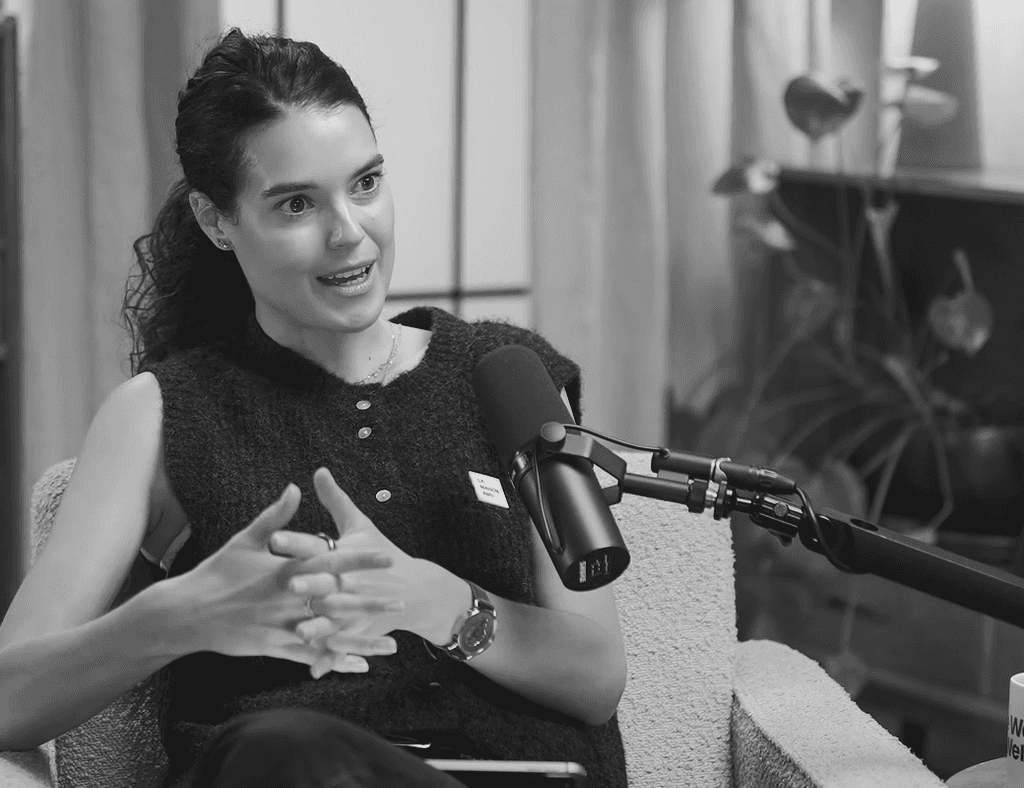 Sarah Ann Macklin talking on podcast