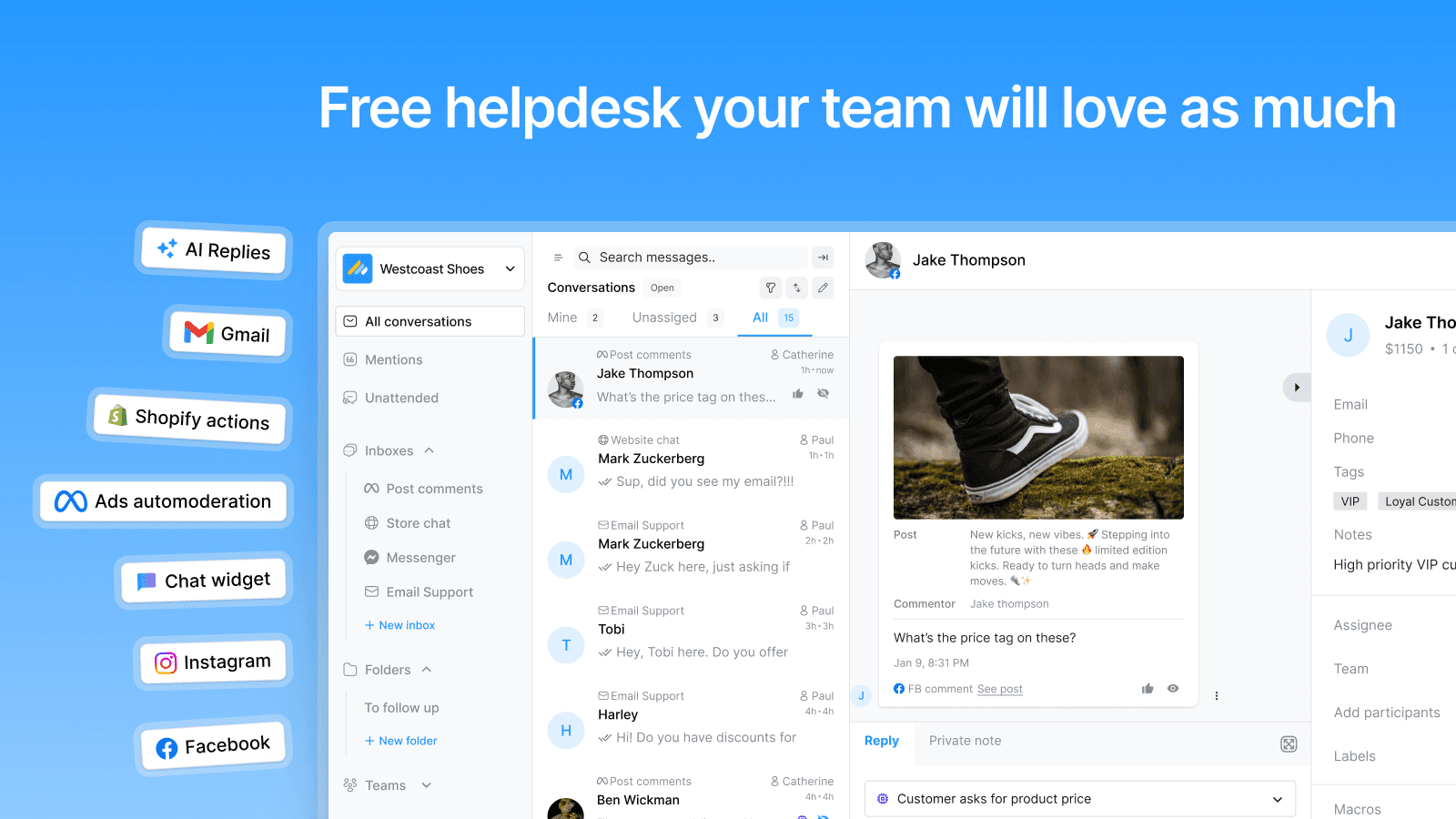 Commslayer - Free helpdesk for Shopify