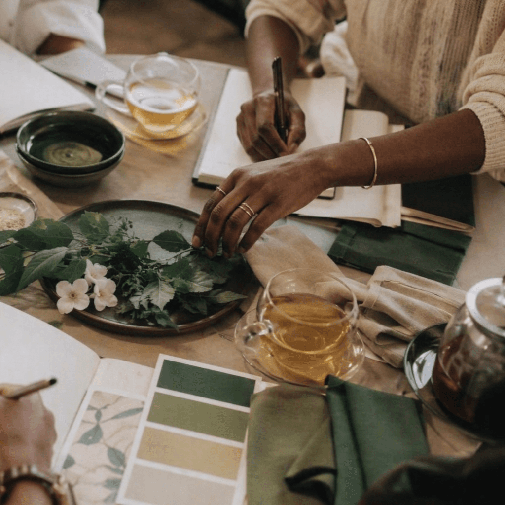 Group of people working togher at a table