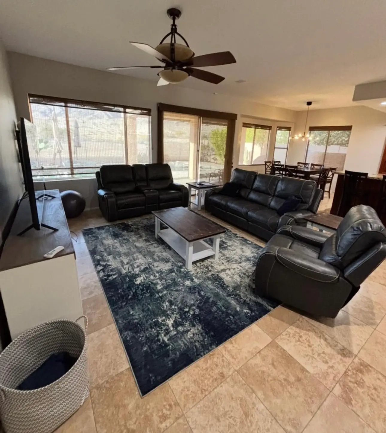 Comfortable organized clean living room after a professional home clean.