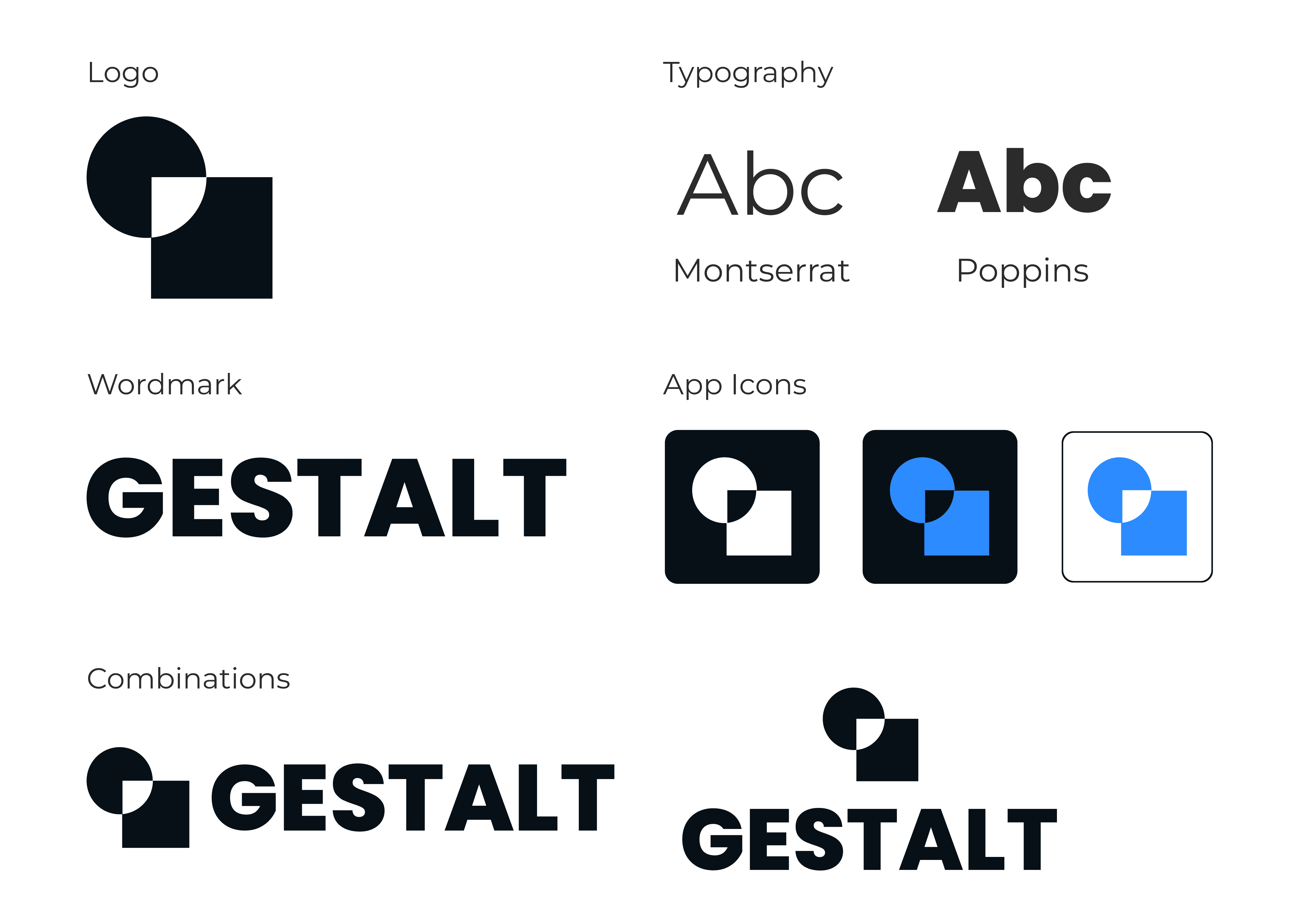 Brand typography and logos for "Gestalt" app.