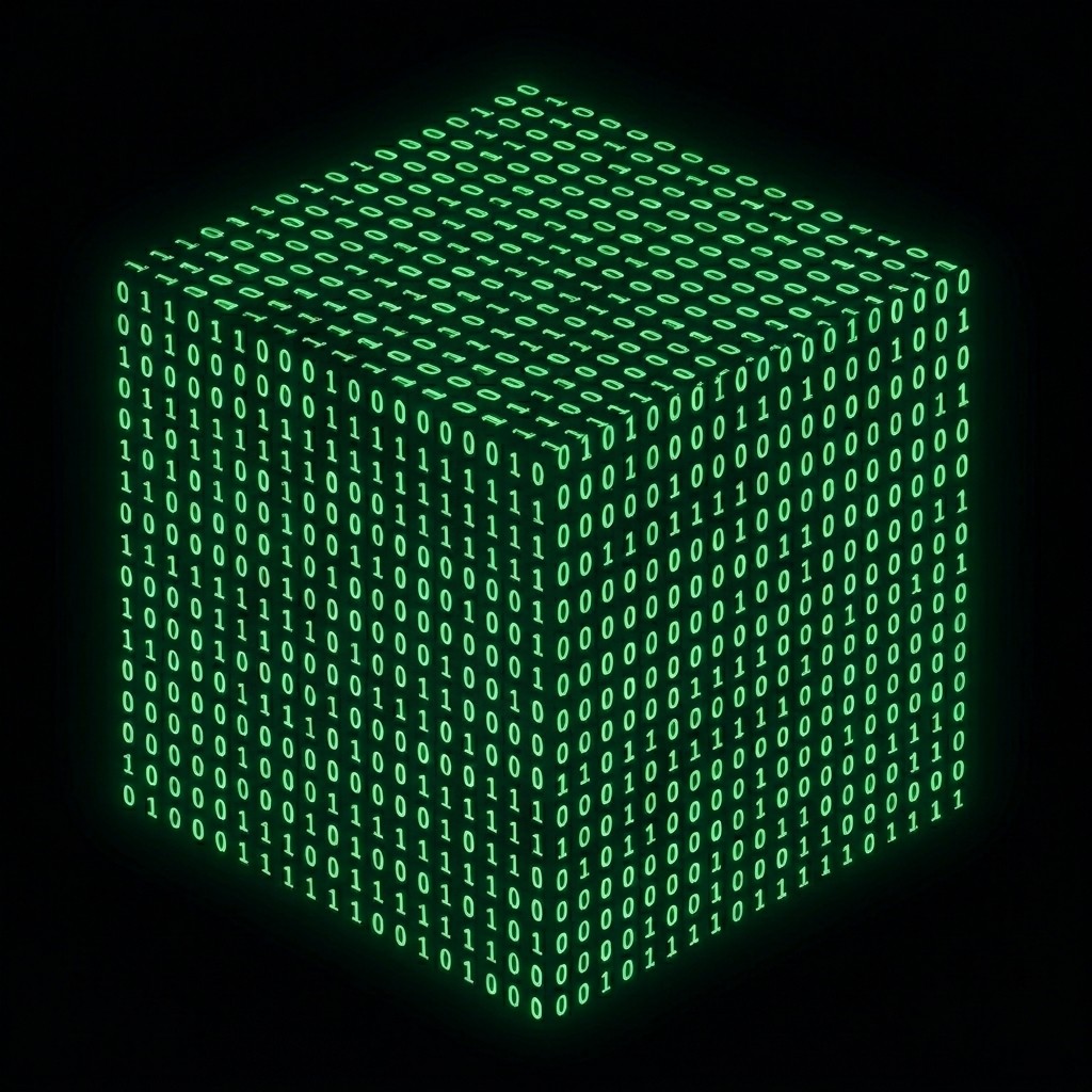 A three-dimensional cube graphic against a solid black background