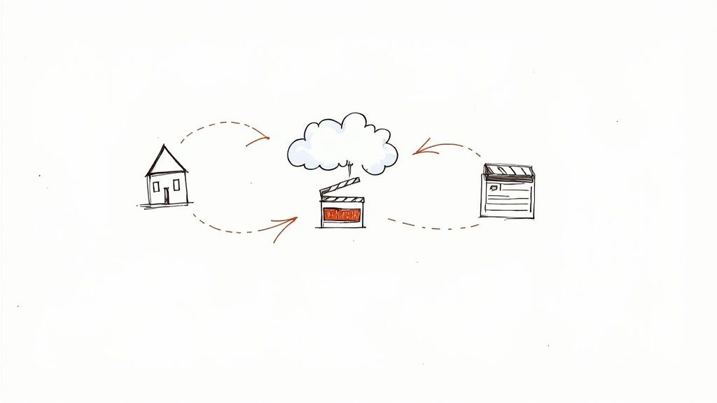 A 3D render of a futuristic cityscape at dusk, showcasing architectural possibilities