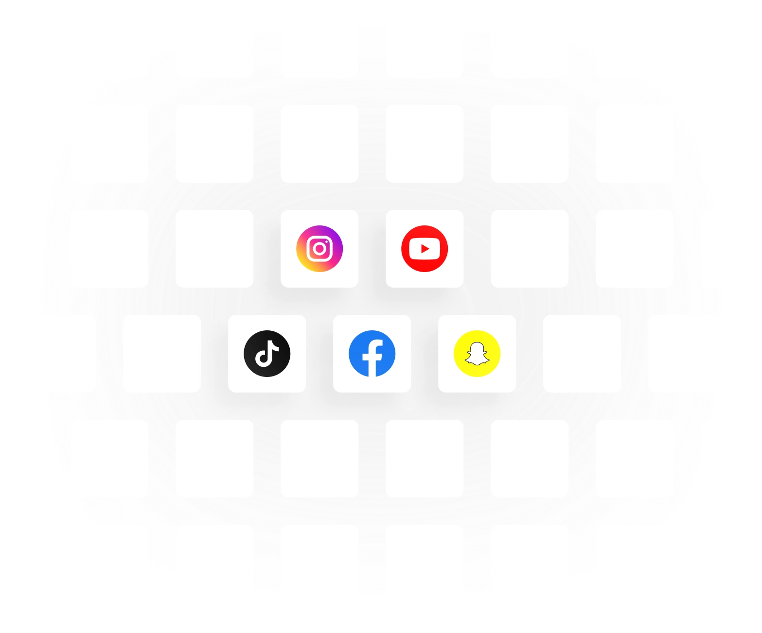 Illustration showing a structured grid with social media platform icons representing a short-form content distribution system.