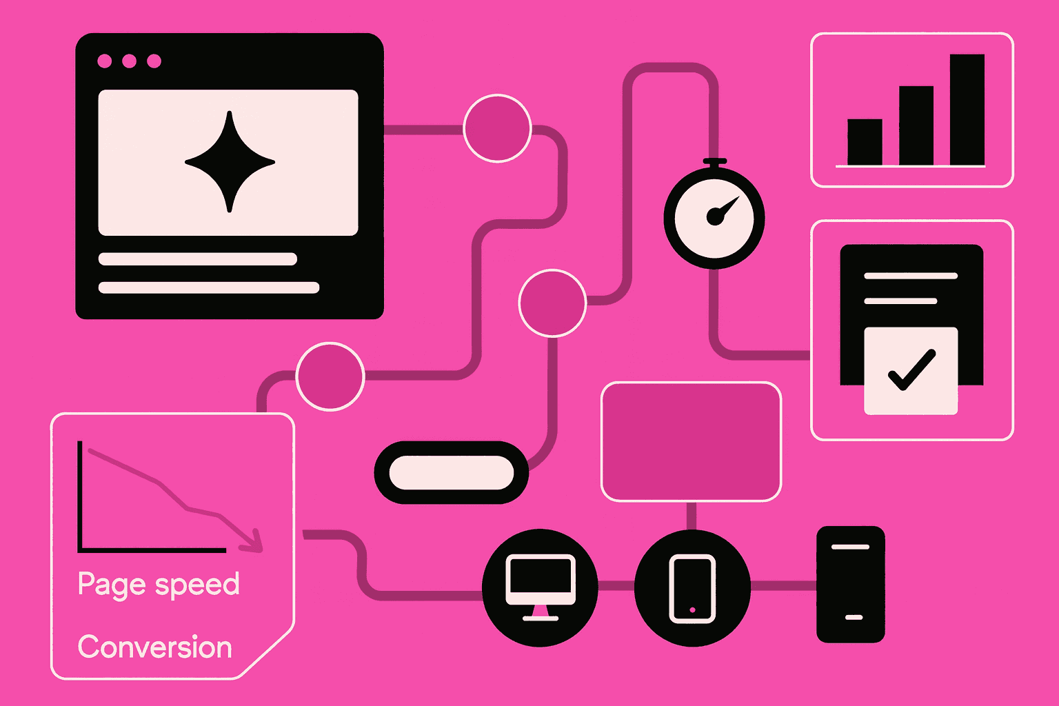 dashboard showing website loading time correlated with conversion drop-offs