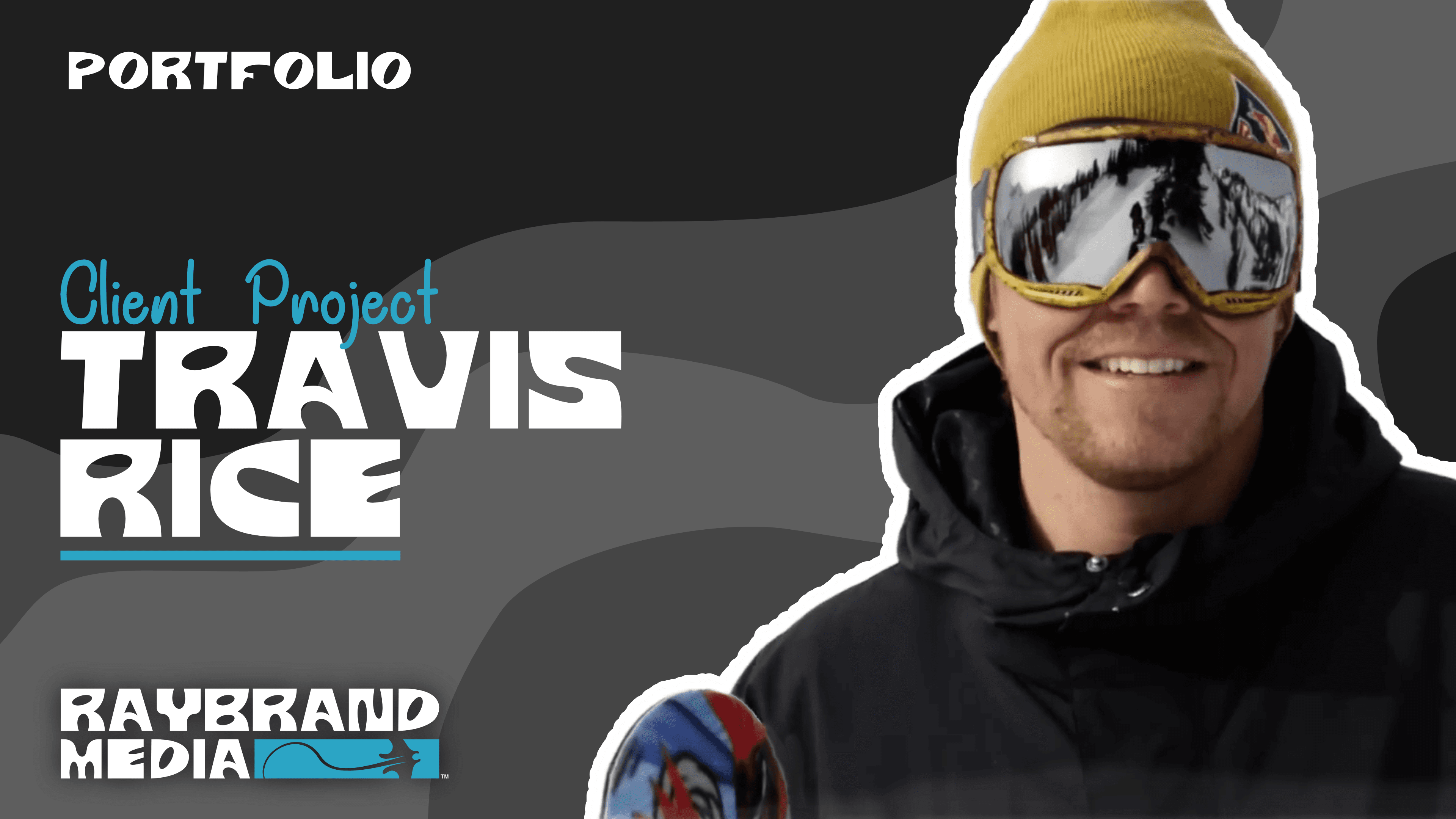 Portfolio thumbnail for Travis Rice videography project by Raybrand Media, showcasing action sports content production, cinematic filming and high-performance video work