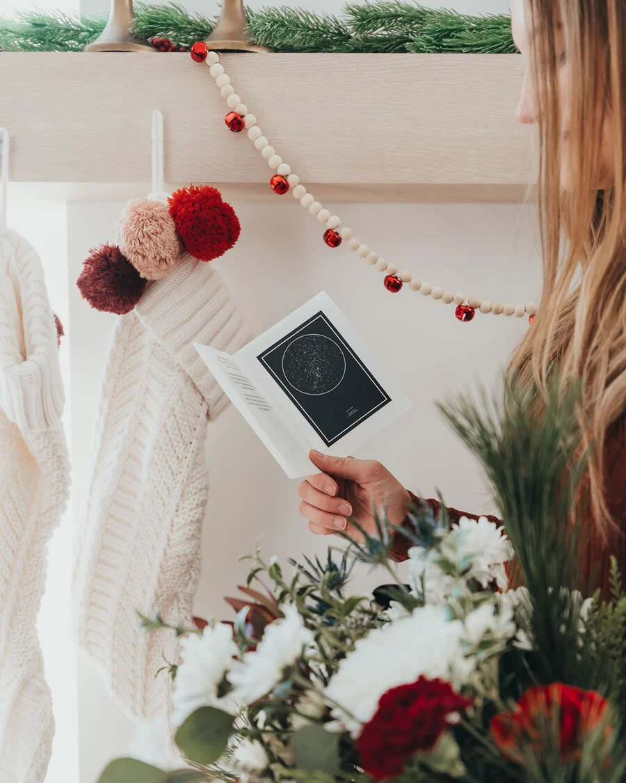 Digital preview card showing a personalized star map before it arrives in the post