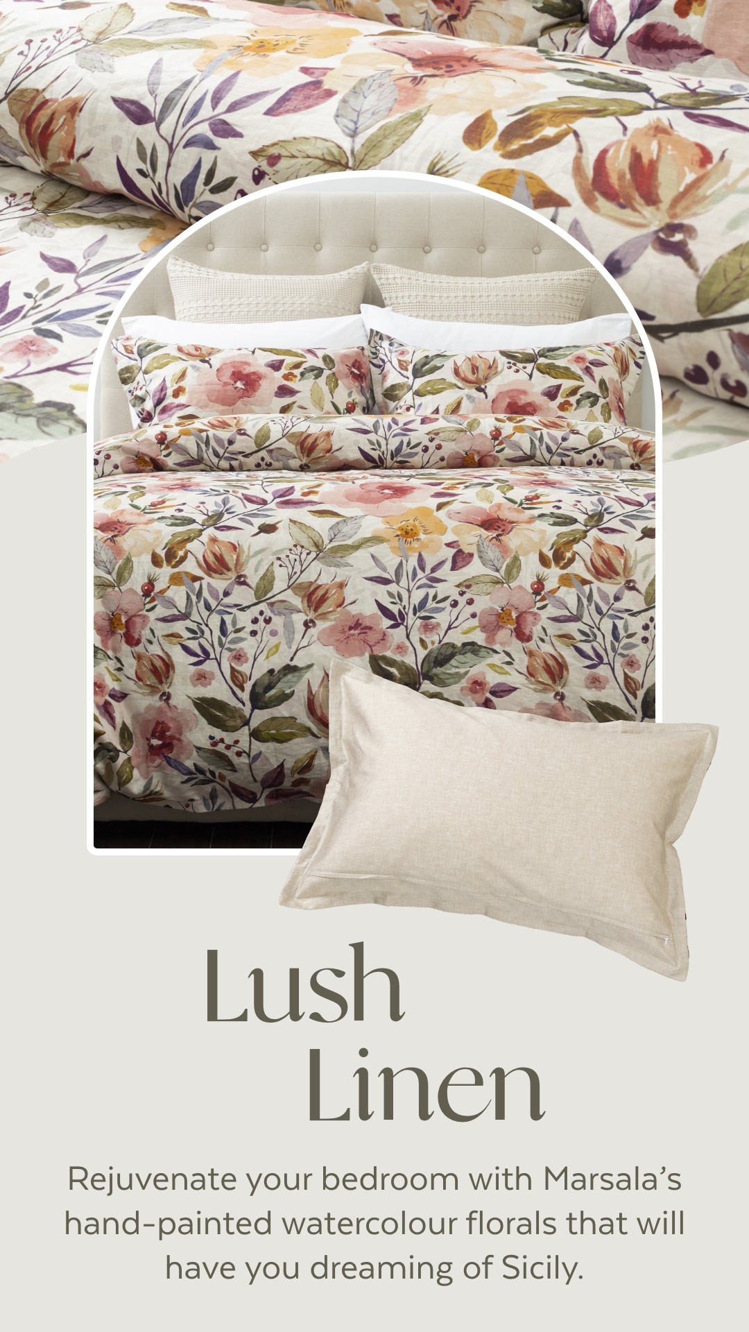 Pinterest moodboard post for QE Home featuring Marsala Collection