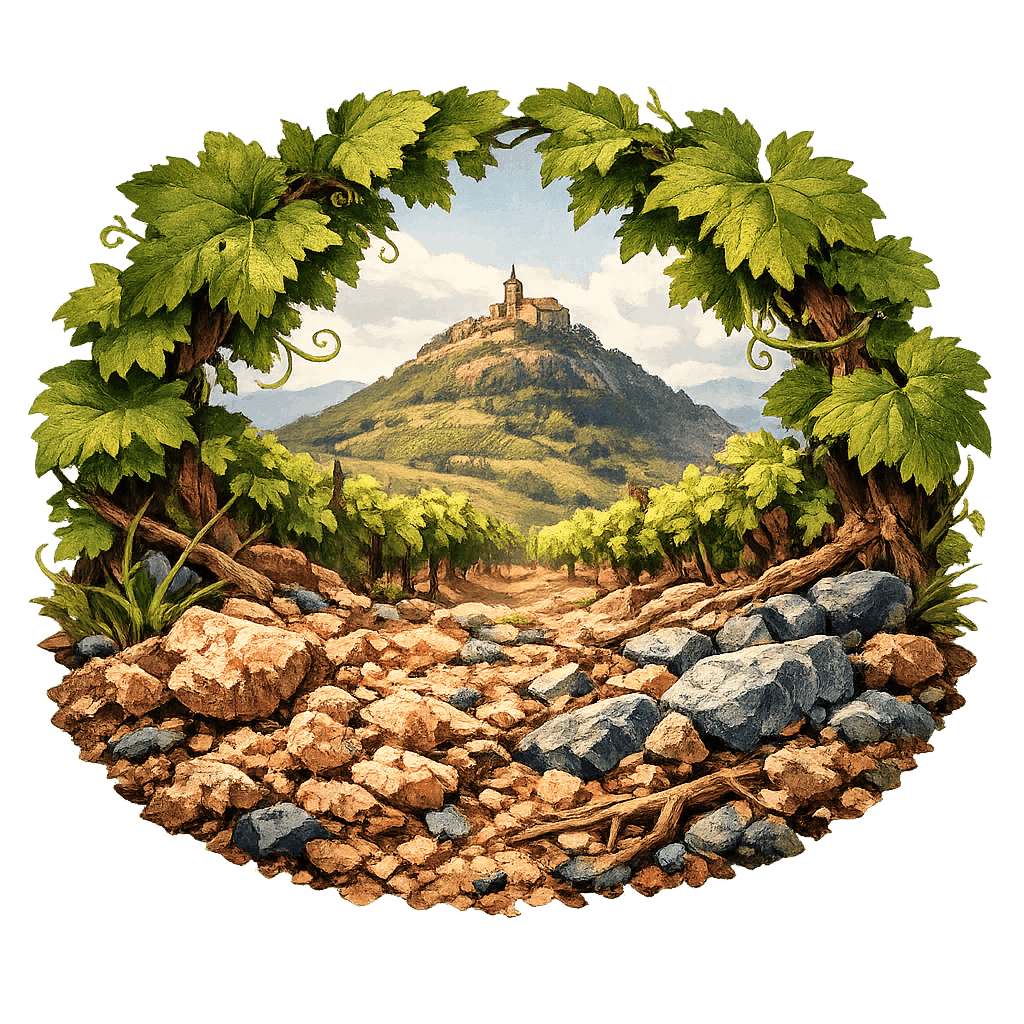 Detailed graphic of the Brouilly wine region.