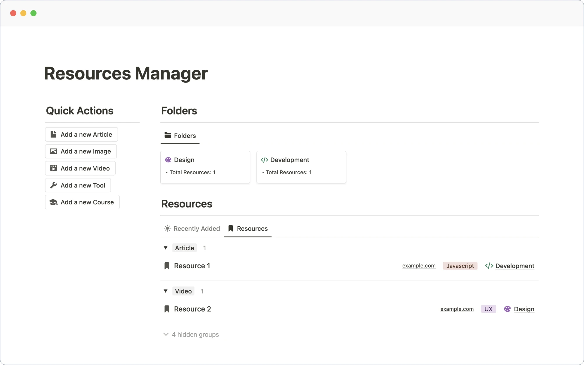 Free Resources Manager Notion Template