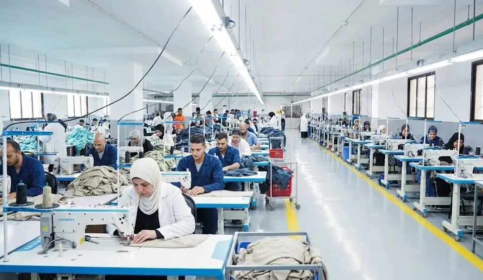 Garment production line in a textile factory.