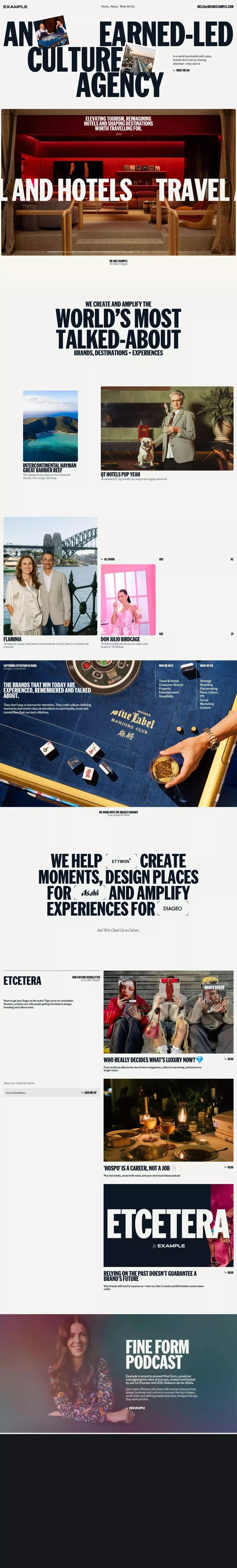 Example portfolio page screenshot showcasing Advertising and Marketing design