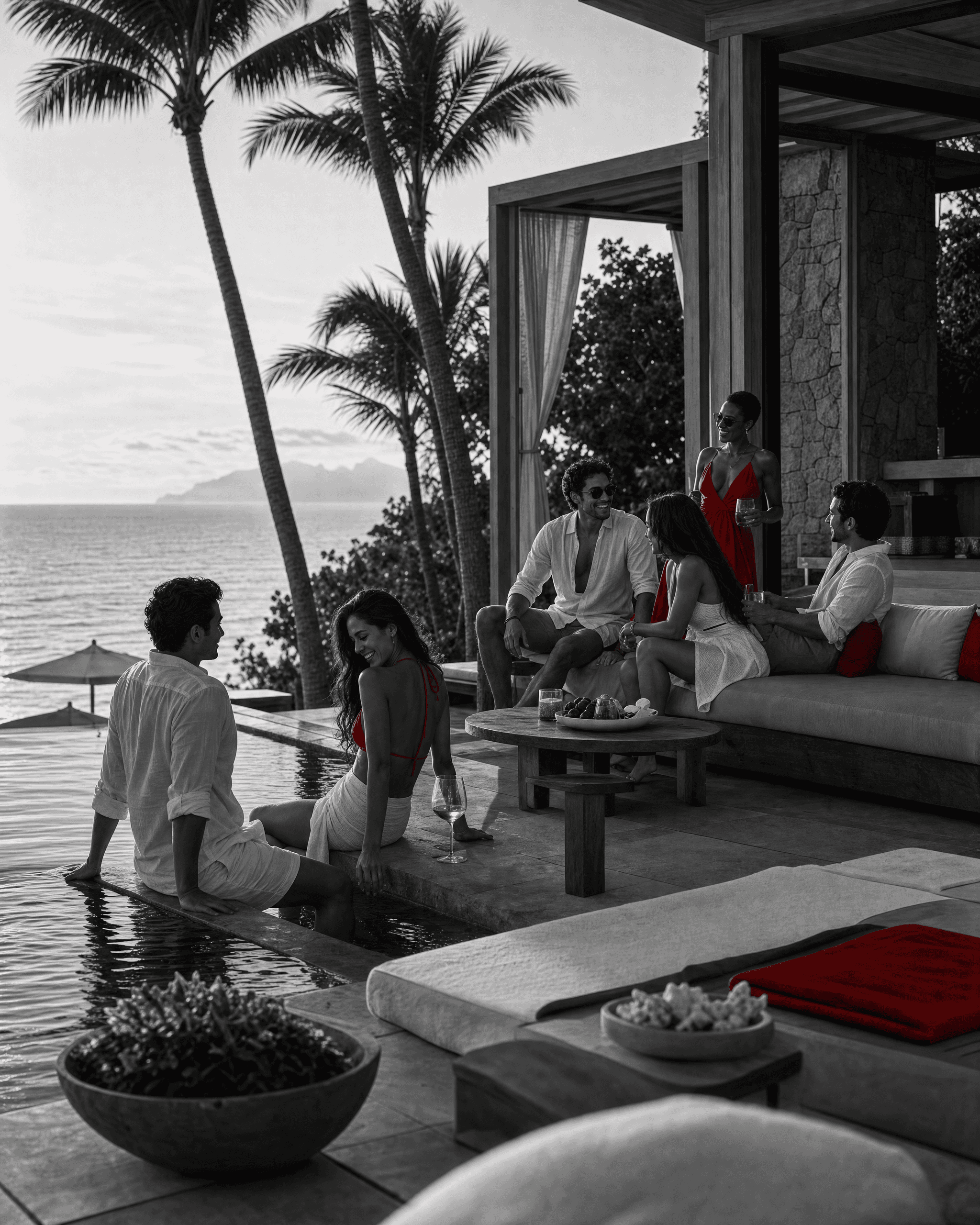 A relaxed afternoon at a Caribbean pool club with friends